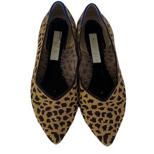 Rothy's Brown and Tan Leopard Print Flats, used condition